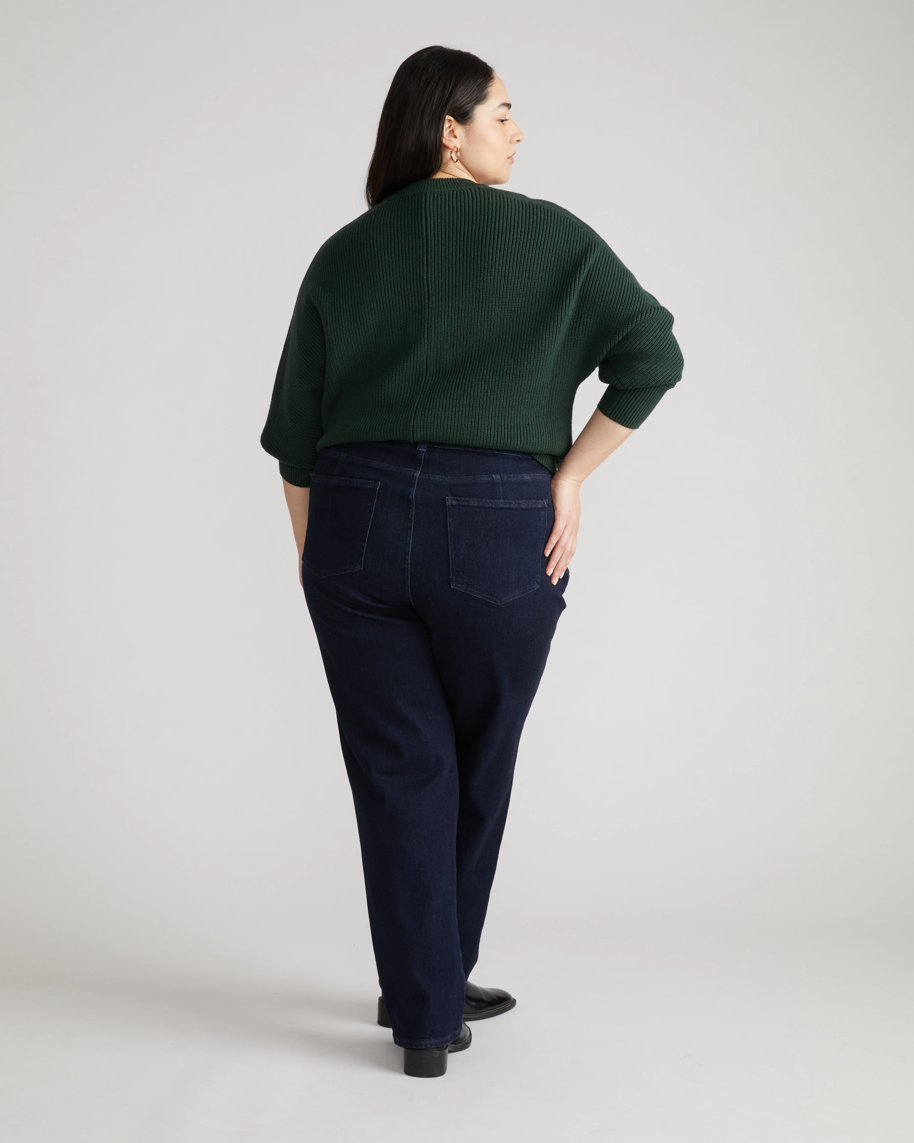 Donna High Rise Curve Straight Leg Jeans 32 Inch - Dark Indigo - Image 3
