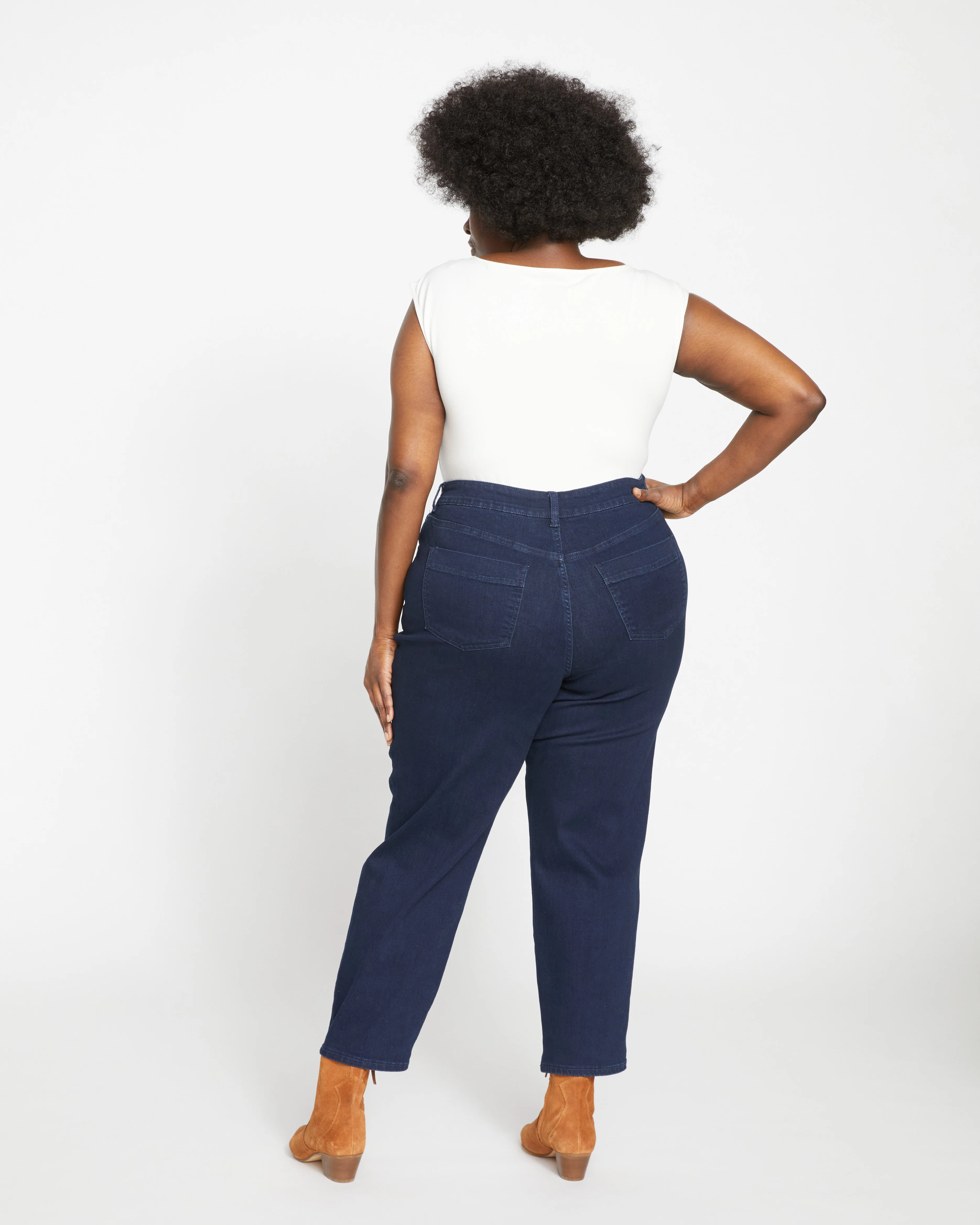 Dylan High Rise Tapered Jeans 29 Inch - Dark Indigo - Image 5