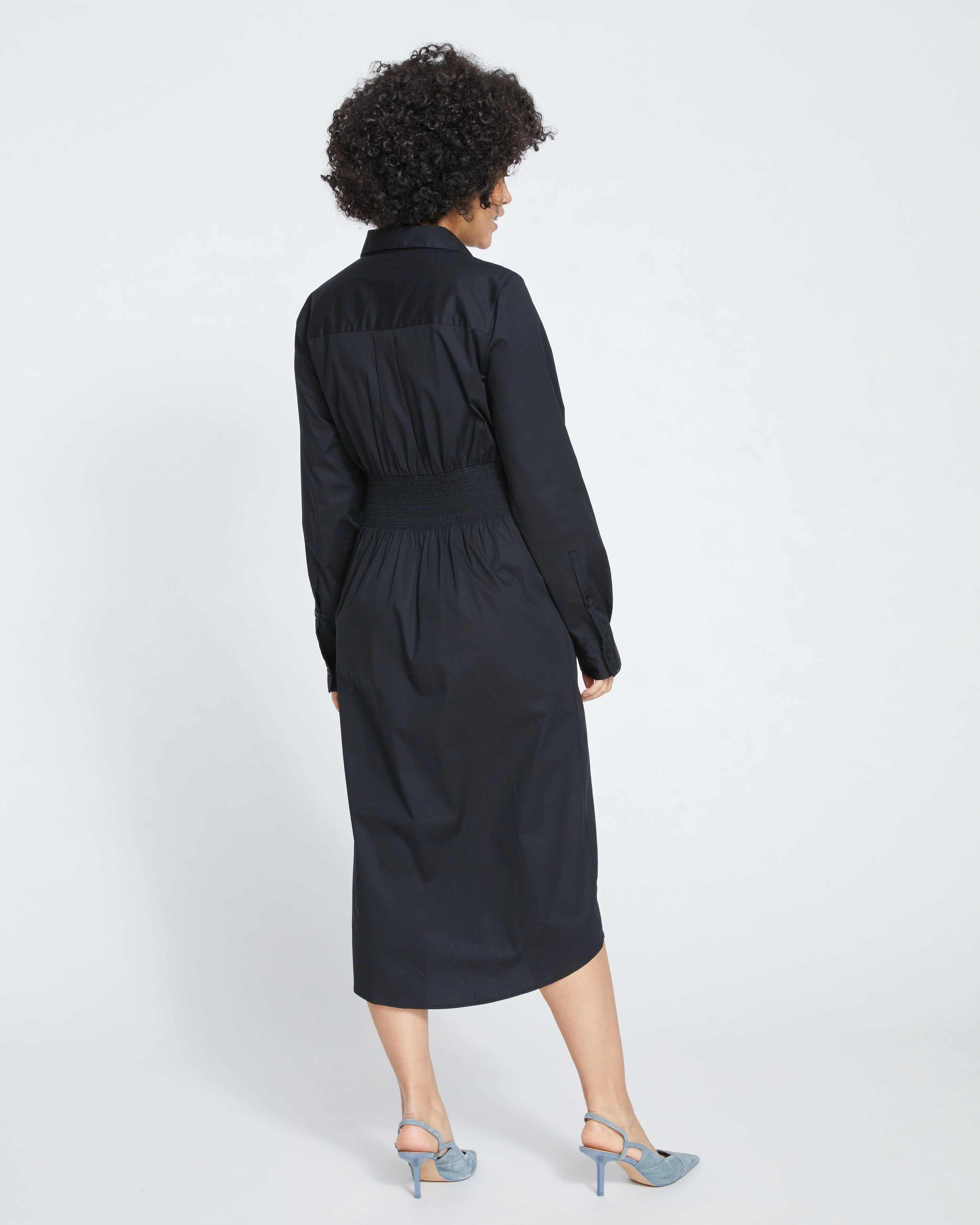 Hamptons Smocked Shirtdress - Black - Image 5