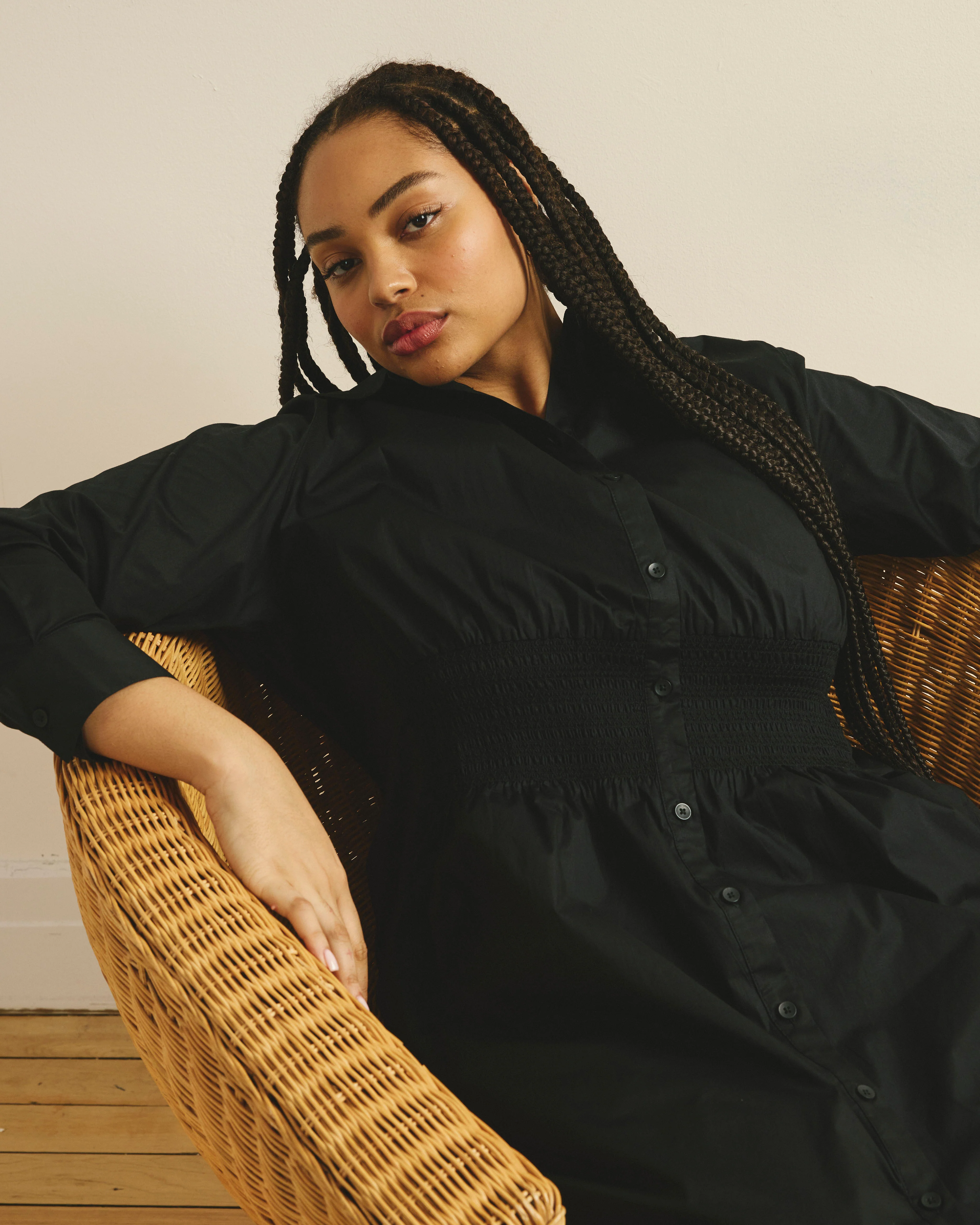 Hamptons Smocked Shirtdress - Black - Image 6