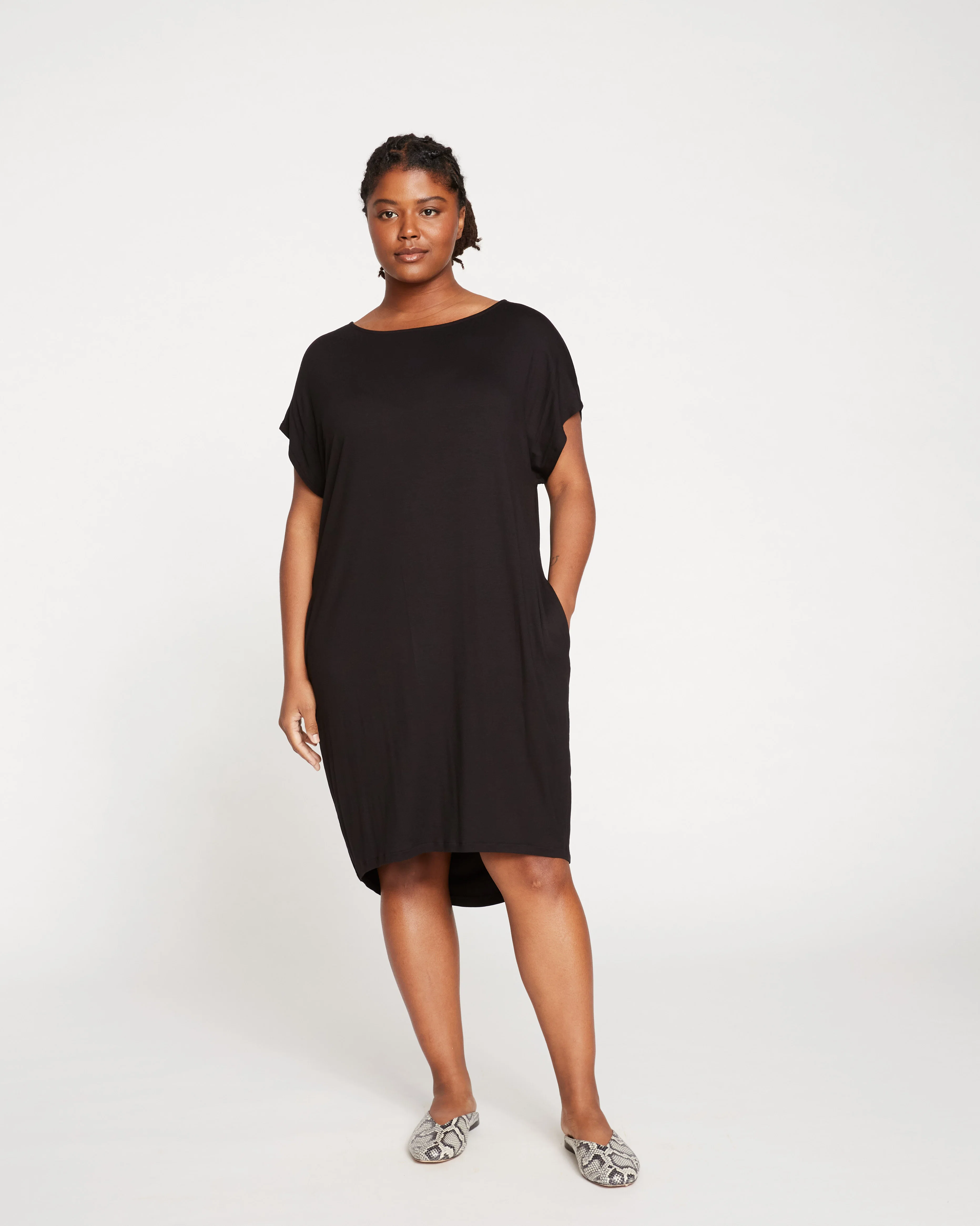 Helen Liquid Jersey Shift Dress - Black - Image 6