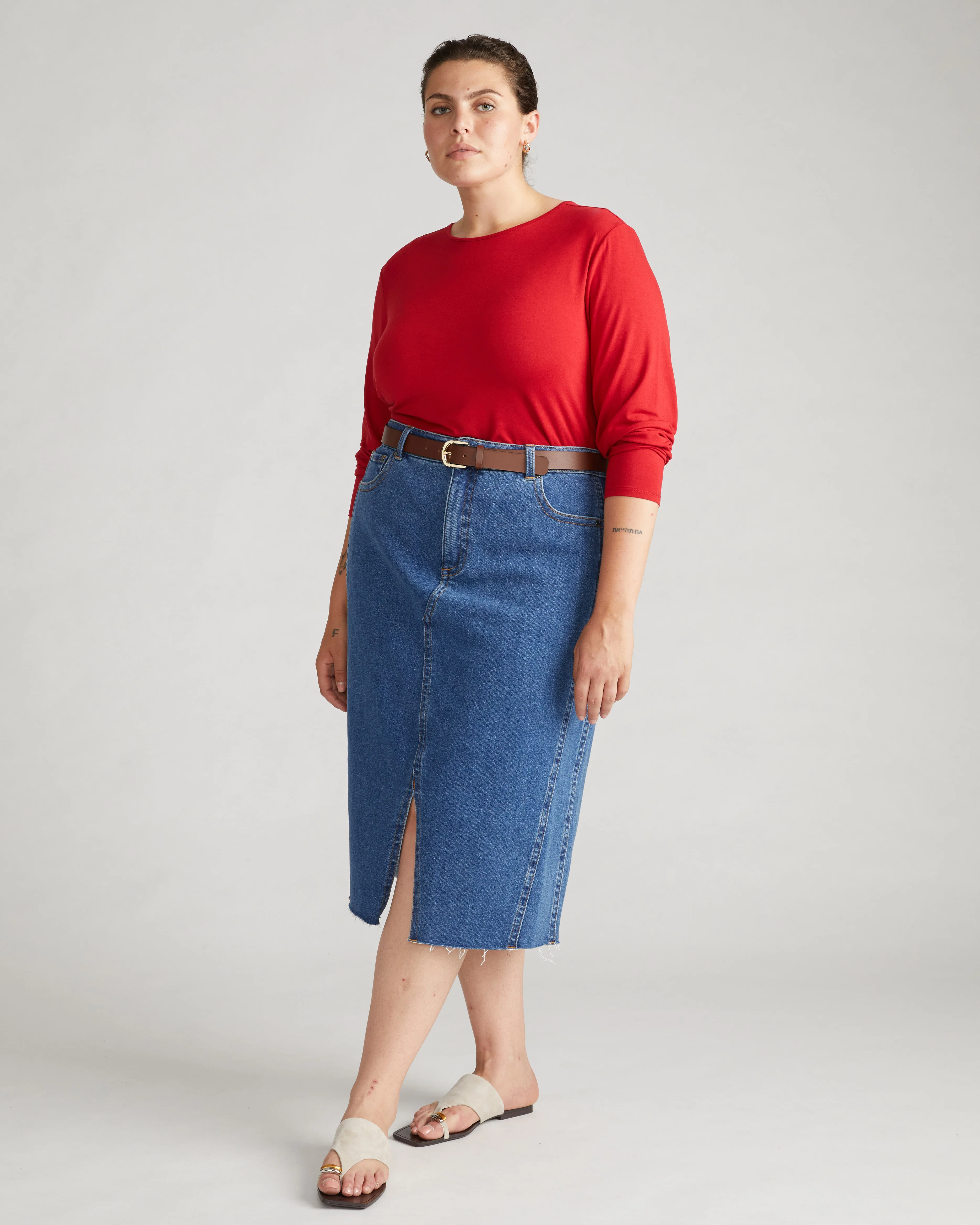 Joan Liquid Jersey Long Sleeve Top - New York Red - Image 5