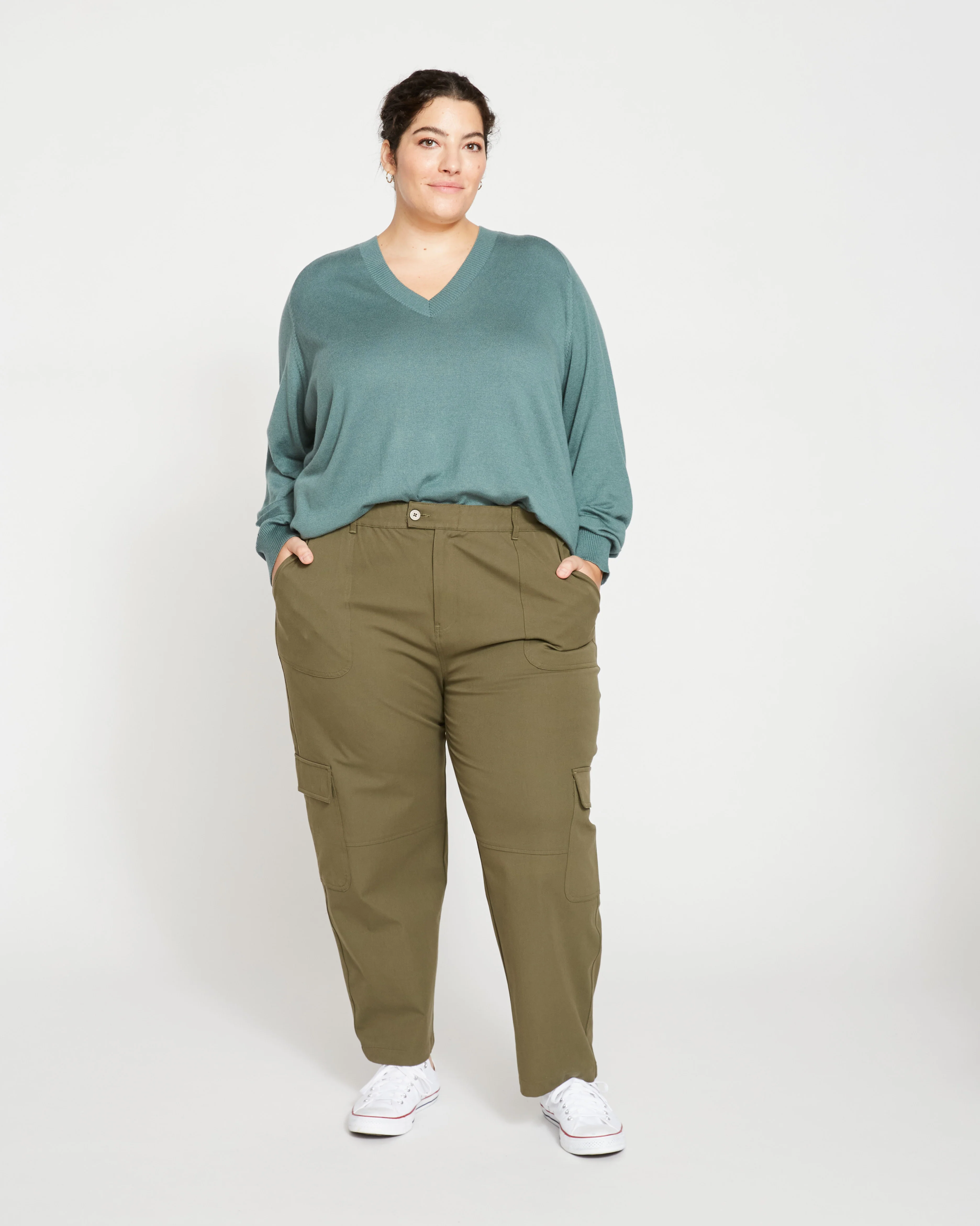 Karlee Stretch Cotton Twill Cargo Pants - Ivy - Image 6